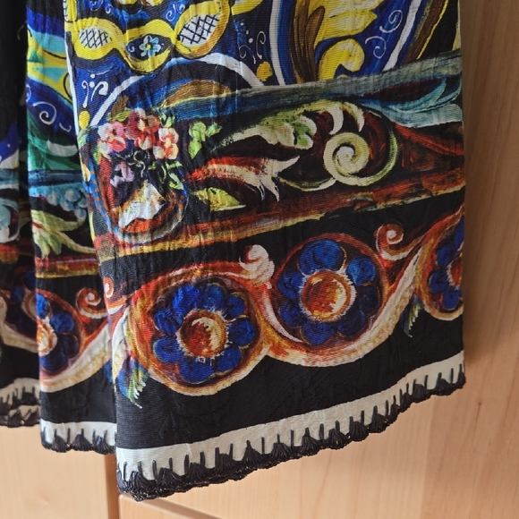 Dolce & Gabbana Black Blue Graphic Skirt, Authentic, Italian Chic, Riviera Style - Picture 3 of 10